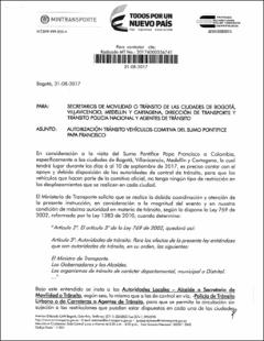 AUTORIZACION TRANSITO VEHICULOS COMITIVA DEL SUMO PONTIFICE PAPA FRANCISCO.pdf.jpg