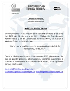 Aviso Publicacion WEB MT - Proyecto Modificacion Resolucion 1240 de 2013.pdf.jpg
