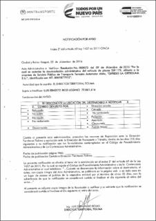 Notificación Resolución No. 000073 de 2016 al señor LUIS ERNESTO RICO LOZANO C.C. No. 79.861.616 placa SSF173.pdf.jpg